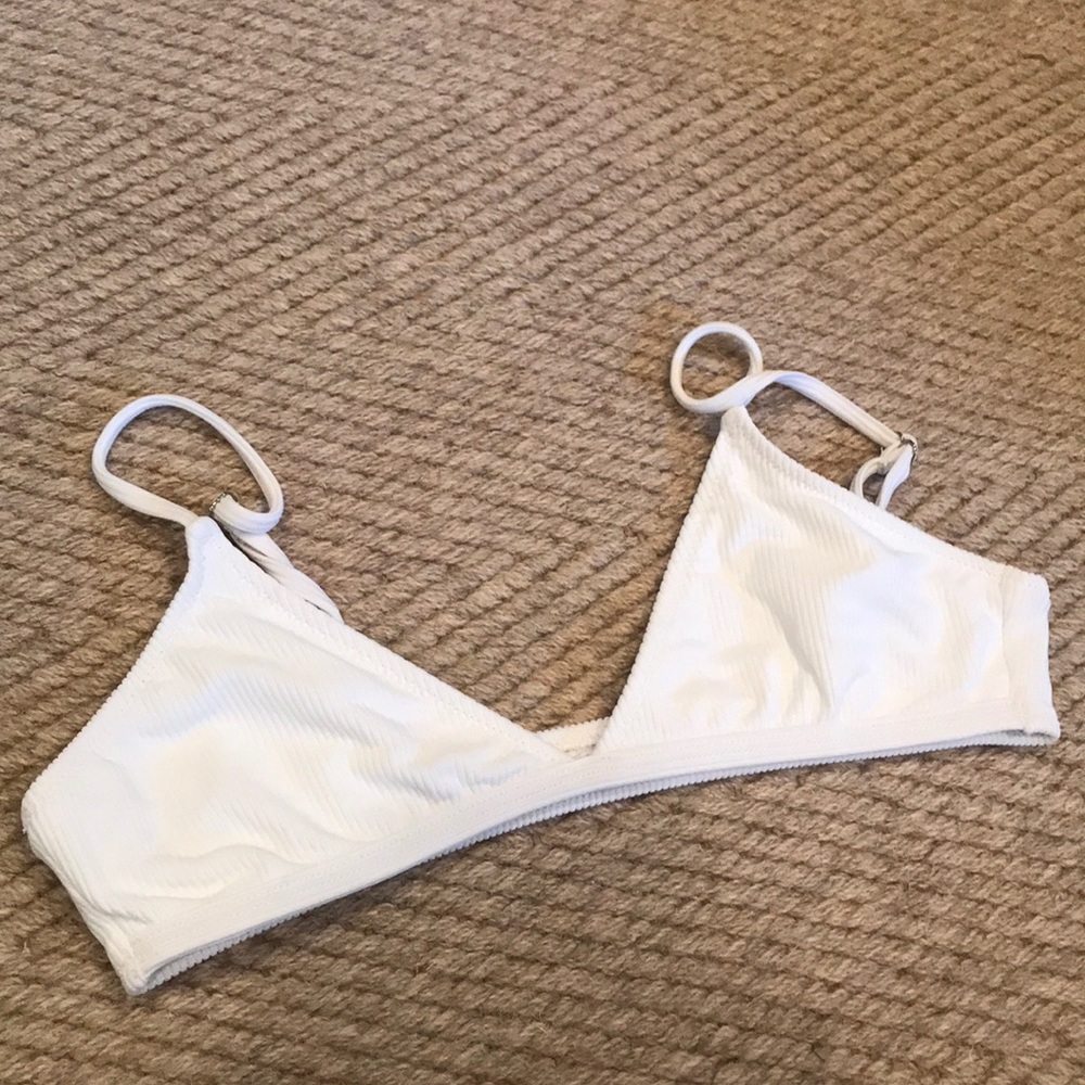 Nasty Gal White Ribbed Bikini Top